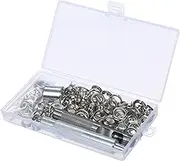 100 Sets 10mm (3/8 inch) Silver Grommet Kit Complete Sewing Eyelet Set with Hole Punch Tool for Leather & Fabric - Includes Installation Tools and Storage Box for Bag Making & Crafts