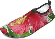 [BTCOWZRV] Water Shoes for Women Men Hibiscus Flower Water Sports Shoes Slip-on Breathable Lightweight Athletic Aqua Sock