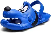 [ANYUETE] Kids Clogs Boys Girls Cute Cartoon Dog Sandals Slip-On Slippers Slides Shoes(Toddler/Little Kid/Big Kid), Dark Blue, 9.5-10 Little Kid