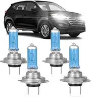 XRDHJI Fit for Tucson 2016 2017 2018 High Performance Halogen Headlight Bulbs,H7 High Beam + H7 Low Beam Headlamp Replacement Bulbs Kit, Plug and Play,Pack of 4