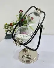 Black Silver Sand Timer 12 Inch Large Sand Rotating Antique Sand Vintage Glass
