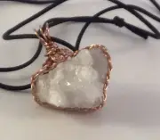 Jewelry Crystal Quartz Druzy Geode Necklace Protection Wire Wrapped Handmade