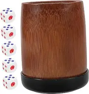 HOMOBABE Bamboo Dice Shaker with Base Dices Party Supplies for Game Nights Stylish Dice Rolling for Bars Nightclubs