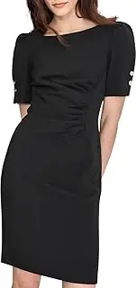 [DKNY] Women's Open Sleeve Ruched Sheath Dress