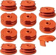 WA0007/ 50022833 String Trimmer Spool Line 2 x16ft 0.065''，Edger Spool Refills Parts Auto-Feed Replacement line compatible with Worx WG116,WG118,WG119, WG124,WG183 Corded Electric (10 Spool + 1 Cap)