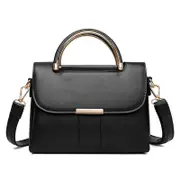 PU Leather Shoulder Bag Messenger Bag Ladies Handbag (Black)