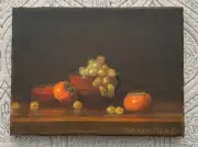 Charles Rosenthal Original Still Life Oil Painting TOMATO & GRAPES