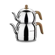 Korkmaz A196 Retro Turkish Teapot Set, Stainless Steel Tea Maker