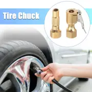 1 Set Vehicle Closed Flow Tire Chuck for Tire Inflator Gauge Copper Tone