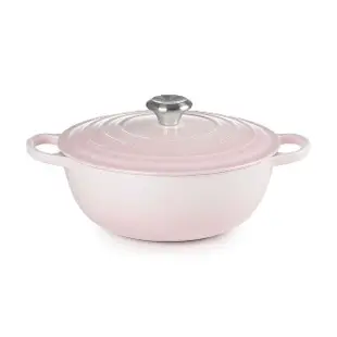 【Le Creuset】琺瑯鑄鐵鍋媽咪鍋26cm 5色可選(贈蕾絲花語系列深圓盤24cm 2入)