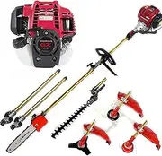 GX50 4 Stroke 5 in 1+ 2poles Hedge Trimmer Shear Gas Powered Pole Saw Weed Eater Mower Cutting Saw