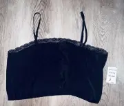 Woman’s Nordstrom BP Black Cropped Silky Cami Size Large New