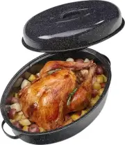 Turkey Roaster Pan 18inch Roasting Pan With Lid Enamel Carbon Steel Roaster Heat