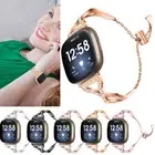 For Fitbit Versa3/Sense Bling Rhinestones Stainless Steel Wrist Watch Band Strap