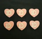 One Direction Light Pink Hearts 3d Flatback 6pk DIY bows Scrapbooking Craft NEW