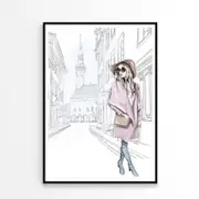 Pink Girl With Stylish Hat Print 100% Australian Made 60 x 90cm (Poster)