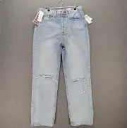 Denim Forum 29 Blue The Joni High Rise Loose Button Fly Distressed Jeans
