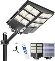 Ofuray 2000W Solar Street Lights Outdoor, 60000LM Commercial Solar Parking Lot Lights Dusk to Dawn 6500k,IP67 Waterproof Solar Security Flood Lights with Motion Sensor & Remote,for Yard, Garage,