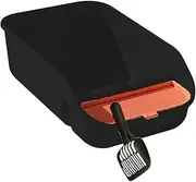 ＡＷＨＡＯ Cat Litter Box for Domestic Cats, High Sides, Large, Semi-Closed, Tall, with Scoop, Open Top, for Kittens, Small and Medium Pets, Black