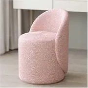 Faux Lamb Velvet Makeup Chair Soft Padded Dining Chair - Stylish Faux Lamb Velvet Makeup Chair for Living Room Bedroom Comfy Seat Stool (White)