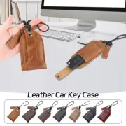 1X Unisex Car Key Holder Cover Key Chain Bag Real Leather Remote Fob Case Pouch