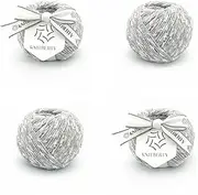 Knitberty Starry Fancy Premium Soft Sparkle Superfine Merino Wool Yak Polyester Blend 4 Ply DK Yarn for Knitting Crochet Multicolor 200G (Silver Lining, 200G)