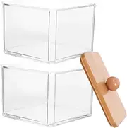 KONTONTY Cotton Buds Storage Box Lid Small Cosmetic Container for Cotton Swabs Tips
