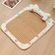 Size S Style 3 Colorful Pet Cooling Mat for Dogs and Cats - Summer Breathable Woven Rattan Bed with Sponge Cushion, Durable and Chew-Resistant