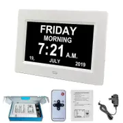 Digital Dementia Clock Calendar Clock Day Date Clock Large Display Large Clear Unabbreviated Time And Date White