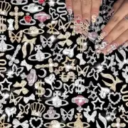 105 Pcs Silver+Gold Nail Gems Charms, Planet Crown Dollar Nail Gems Snake Star