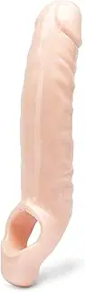 [Lovehoney] Mega Mighty Thick Realistic Penis Sleeve - Penis Extender with Ball Loop Add 1-3 Extra Inches - Cock Sleeve and Girth Enhancer for Men - Flesh Pink