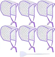 BLMHTWO Pack of 6 Highlighting Caps, Silicone Highlight Cap Set, Adjustable Highlight Hair Cap with Silicone Crochet Needle for Home Salon Hair Colour (Purple)