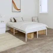 Metal Bed Frame White 137x187 cm Double