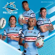 2025 Calendar NRL Cronulla Sutherland Sharks Square Wall Paper Pocket CNRB4