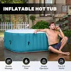 Portable 5 ft Square Hot Tub 4 Person Inflatable Adult Pool w Cover Pump Teal