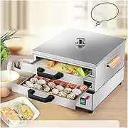 Rice Noodle Rolls Steamer, Rice Roll Machine, Chinese Cuisine Recipes Multifunctional Vermicelli Roll Steamer Machine for Household with 2 Drawers+1 Steamer, for Cooking Dim Sum Buns Dumplings