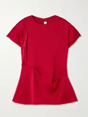 [Victoria Beckham] Victoria Beckham - Draped Satin Top - Red - UK 14 UK 14 Red