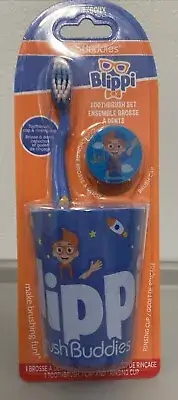 Blippi Soft Toothbrush , Cap & Rinsing Cup . Brush Buddies . New.