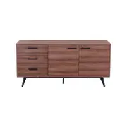 Peony Sideboard Wooden Table 2 Door 3 Drawer Storage Desk - Brown