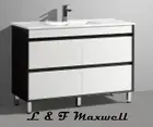 DarK Frame Polyurethane high gloss Drawer face Vanity with Ceramic Basin 1200mm