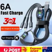 3 IN 1 Braided Charging Cable USB Type C iPhone Samsung 100W Fast Charger