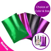 Multiple Colors & Sizes Shiny Clear Front Matte Back Open Top Pouch Bag M9