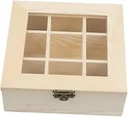 Vaguelly Wooden Tea and Coffee Storage Box with Glass Window Compartment Organizer for Tea Bags and Coffee Stylish Display Chest for Home Restaurant Use
