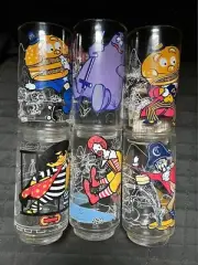 70S Vintage McDonalds Collector Glassware set 6 pcs Ronald Grimace Hamburglar+++