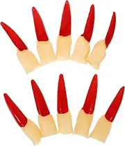 ADOCARN Creepy Witch Fingernail Design 10pcs Removable Plastic Fingers for Gothic Costumes