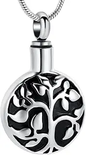 KETIME Tree of Life Cremation Jewelry for Ashes of Loved One Engravable Memorial Urn Necklace Pendant Keepsake Holder