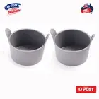 2 Pack Air Fryer Egg Moulds Poacher Silicone Ramekins Muffin Case Cups Grey
