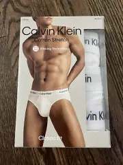 Calvin Klein Cotton Stretch Hip Briefs Men’s Large 3 Pack White Classic Fit L