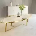 White Agate Coffee Table Top Oval Shape Handmade Furniture For Home Decor