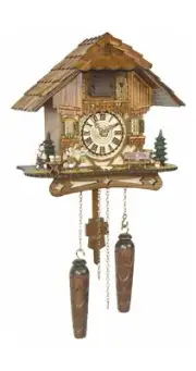 Quartz Cuckoo Clock Black forest house with music TU 451 QM HZZG NEW